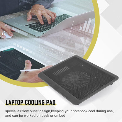 Tuperoymse Laptop Fan Cooling Pad with Big Fans, Portable Laptop Cooling Fan with 2 in 1 USB Port, Blue LED Light, Adjustable Stand