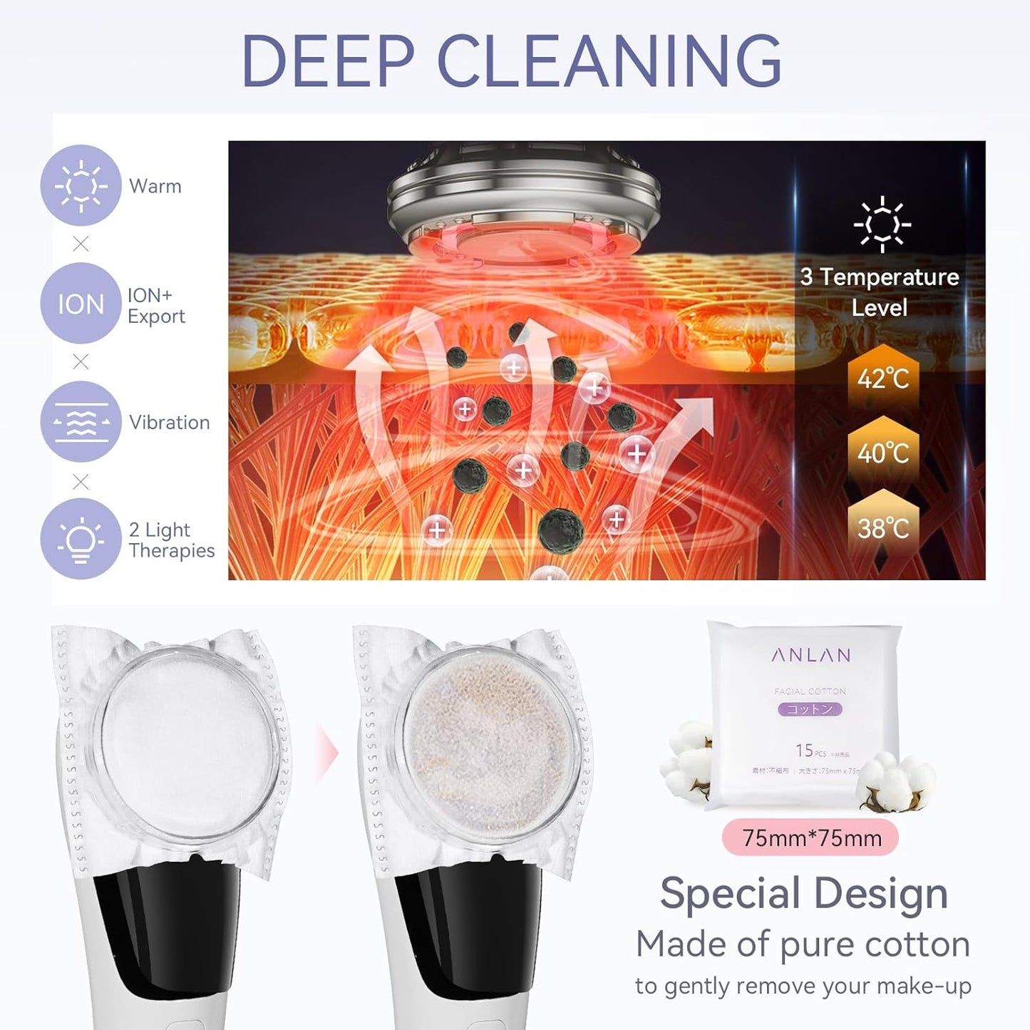 ANLAN Multifunctional Anti-Wrinkle Beauty Massager, Red and Blue Hot and Cold Facial Massage, Deep Cleansing Anti-Aging Firming and Lifting