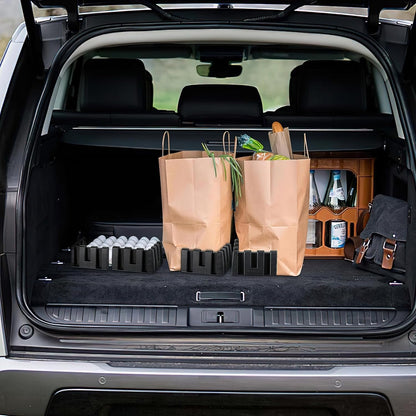 Trunk Organizer Blocks, Set of 8 Automotive Storage Dividers, Fastened Well to Wool Trunk's Carpet, Cargo Containment System for Back of Car, SUV, Van, Truck, SUV - Black