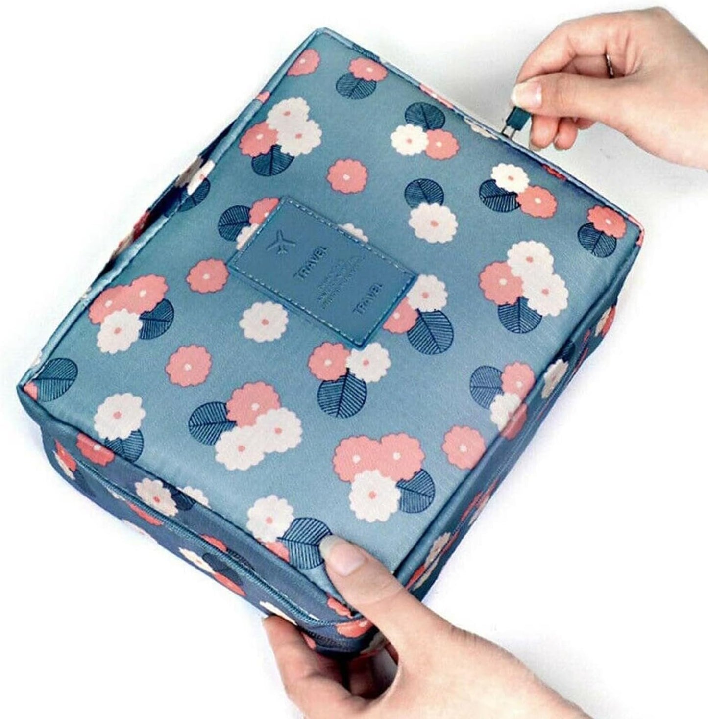 Multi-functional Cosmetic Makeup Case Pouch Large Travel Bath Wash Organizer Compact hanging Travel Bag toilet Bag toiletry Bag Washbag Organizer Kits Cosmetic Pouch/Personal care Hygiene Purse (Blue)