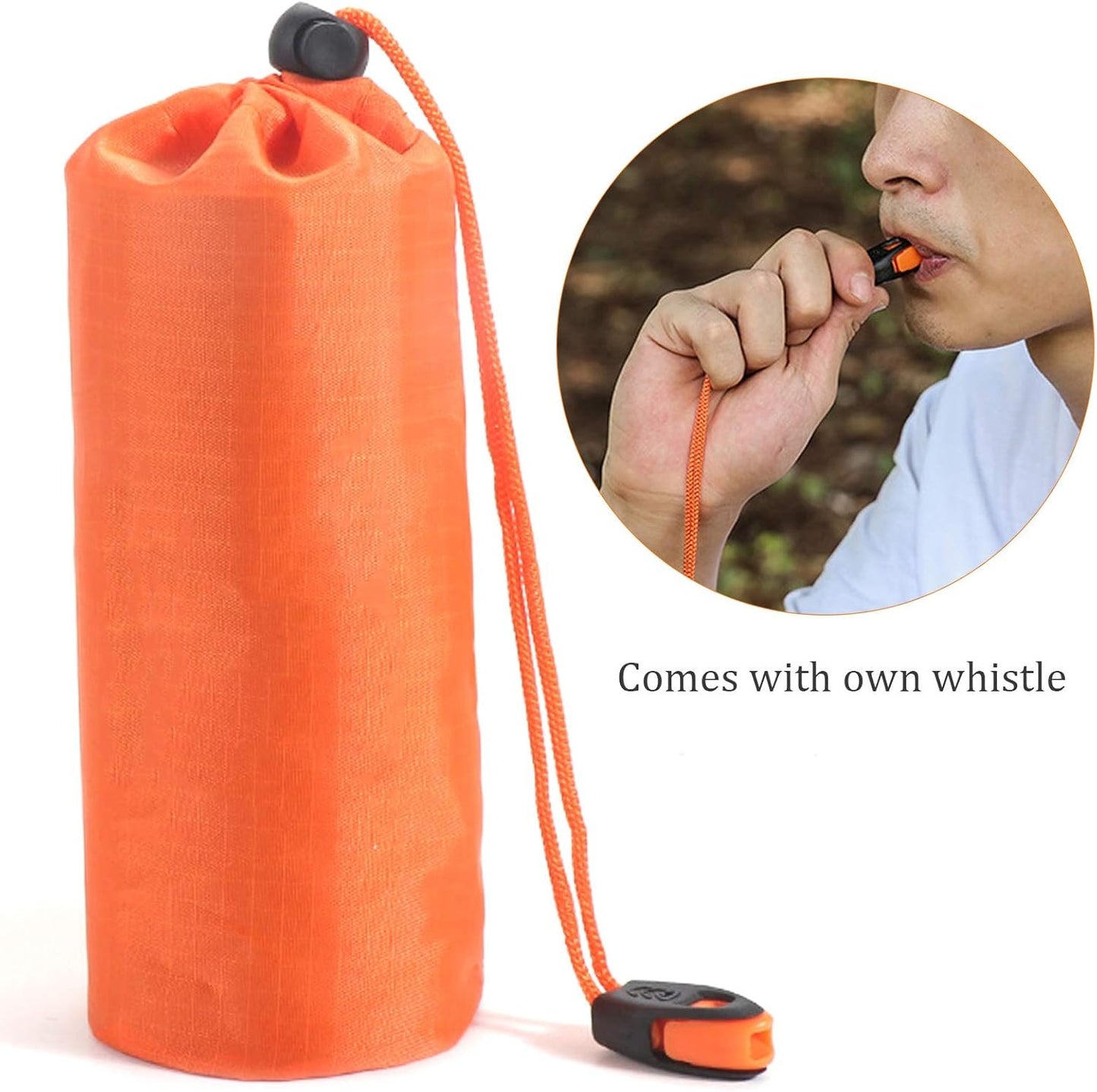 MOUMOUTEN Outdoor Camping Portable Emergency Tent, Aluminum Foil Composite Film Sleeping Bag Keep Warm Waterproof Orange Tent Shelter Survival Gear Space Blanket for Hiking Climbing