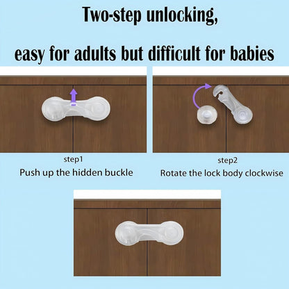 Baby Locks (12-Pack Transparent) Child Safety Cabinet Locks, Multi-Purpose Baby Child Proof Cabinet Kitchen System, Cabinet Drawer Door Latches, Safe Quick Easy - No Tools or Drilling, Strong Adhesive