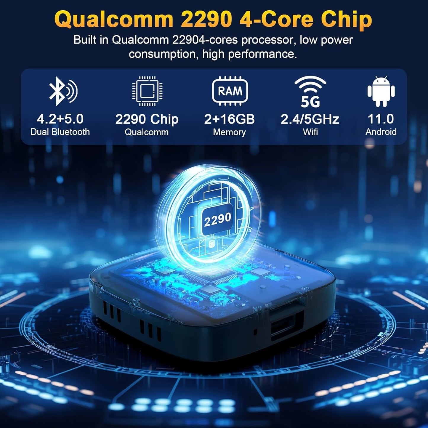 4-in-1 Wireless CarPlay Adapter Support Netflix/YouTube/TF Card, Android Auto & Carplay Adapter with USB-A & USB-C Cables, Convert Wired to Wireless Apple Dongle, Video Box Car Game for iOS 10+