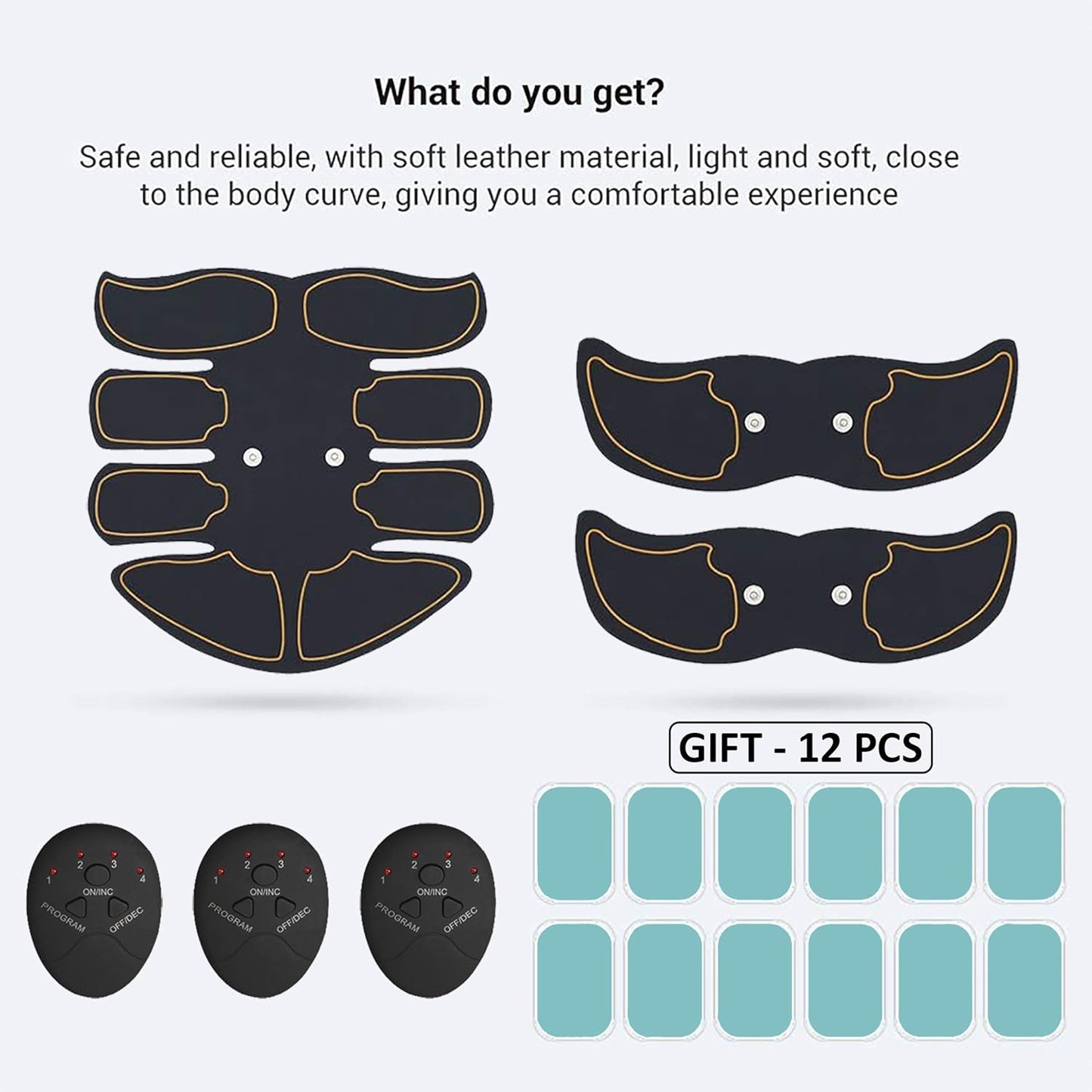 ESERT Muscle Toner Abs Stimulator with 12pcs Free Gel Pads - Portable Muscle Trainer - Ultimate Abs Stimulator for Men Women - Workout Belt Body Training Gear Gym Fitness Equipment - Full Set for Abdomen Waist Arm Leg Training