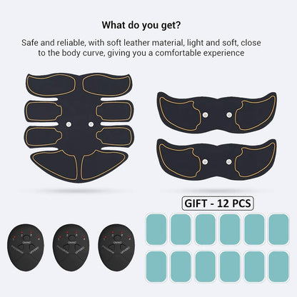 ESERT Muscle Toner Abs Stimulator with 12pcs Free Gel Pads - Portable Muscle Trainer - Ultimate Abs Stimulator for Men Women - Workout Belt Body Training Gear Gym Fitness Equipment - Full Set for Abdomen Waist Arm Leg Training