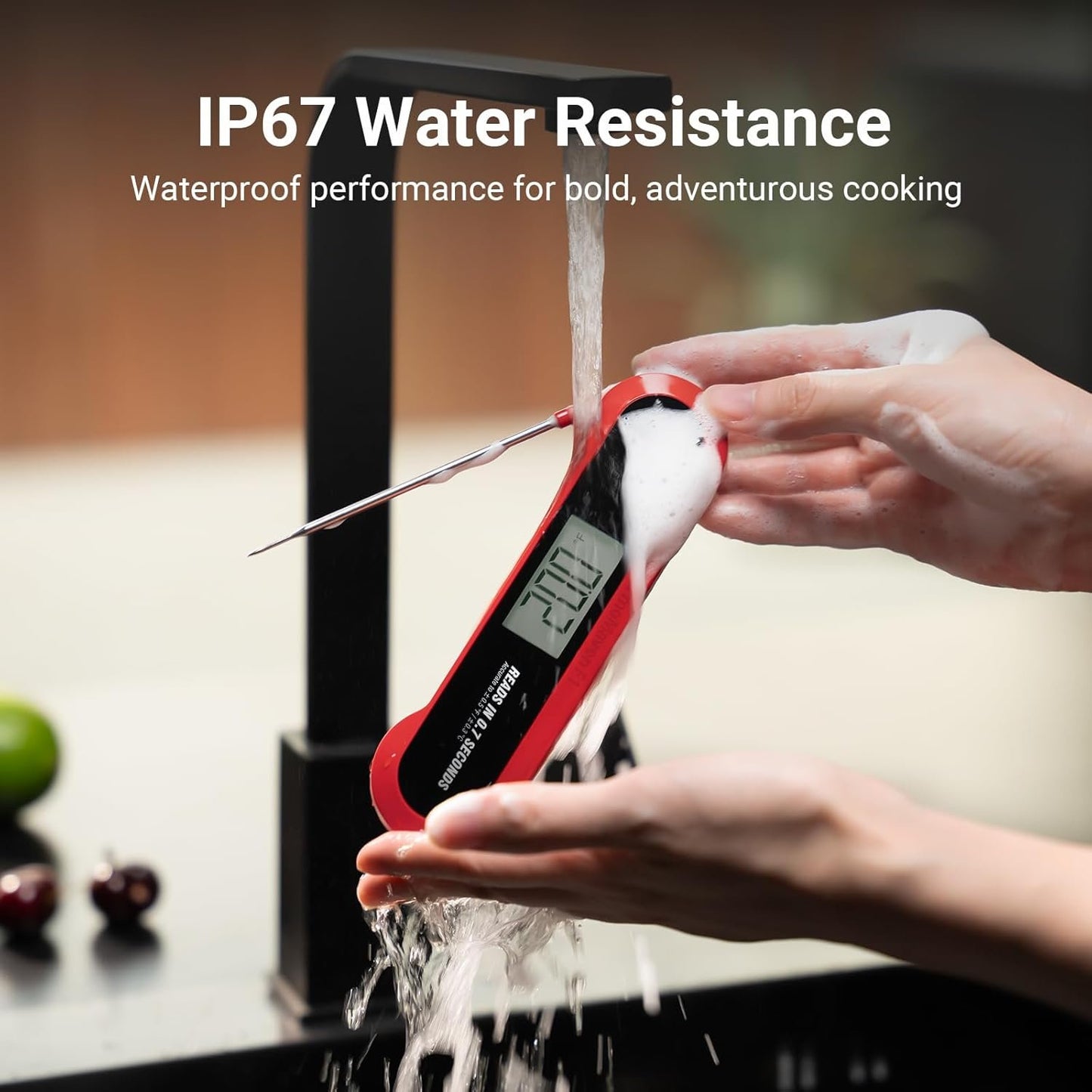 ThermoMaven F1 Meat Thermometer Digital for Cooking, 3X Faster 0.5s Instant Read Probe with High Accuracy, IP67 Waterproof Food Thermometer with Ambidextrous Backlit for Kitchen, Grilling, BBQ, Smoker