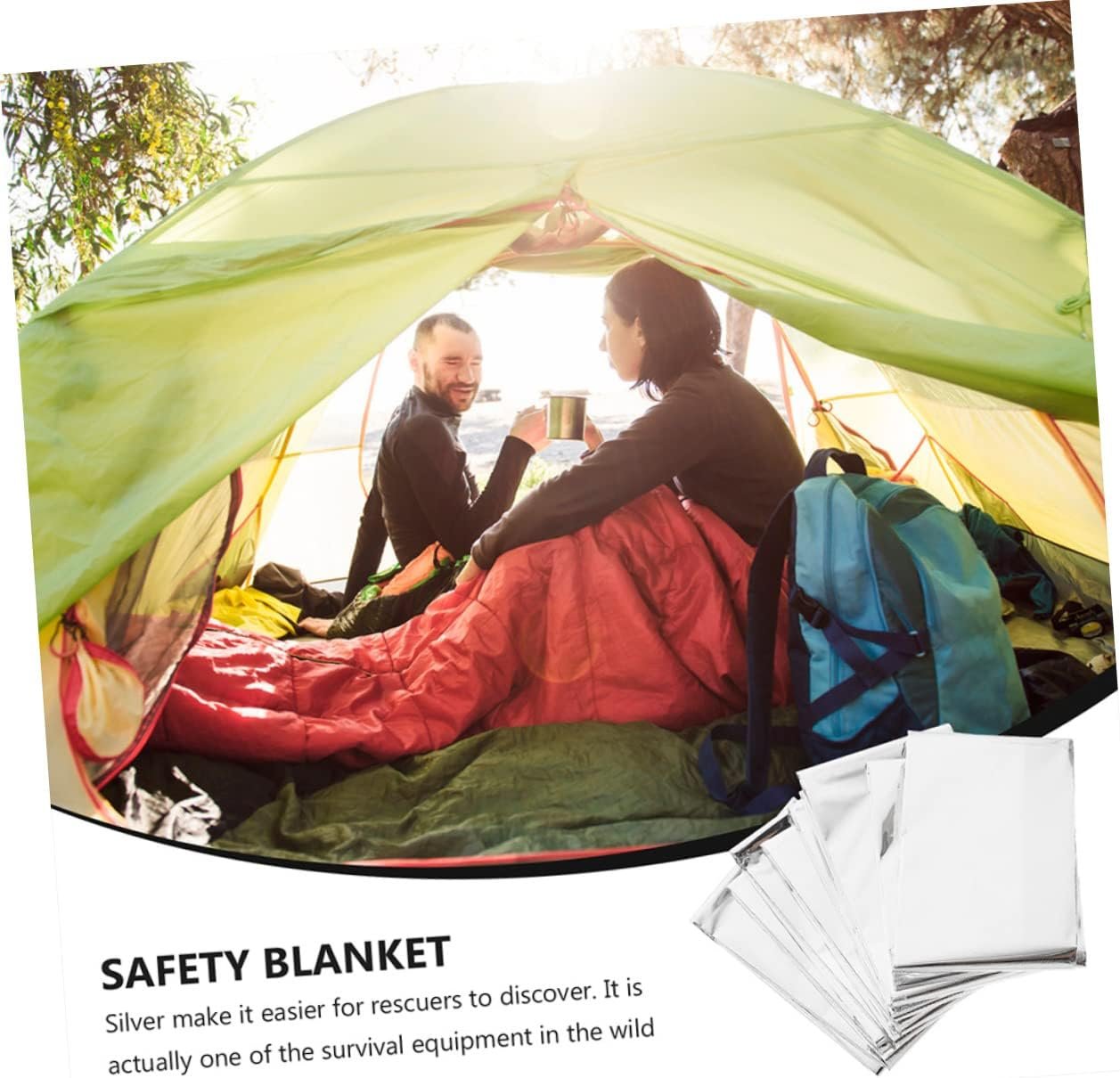 Generic 6Pcs Emergency Survival Blanket Portable Insulation Outdoor Camping Blanket Reflective Design for Protection for Hiking Marathons and Emergencies