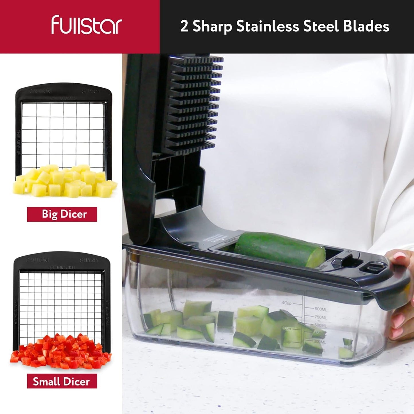 Vegetable Chopper Vegetable Cutter - Food Onion Salad Veggie Chopper with Container - French Fry Potato Dicer Slicer Cutter - Kitchen Tools & Gadgets (9-in-1 Black)