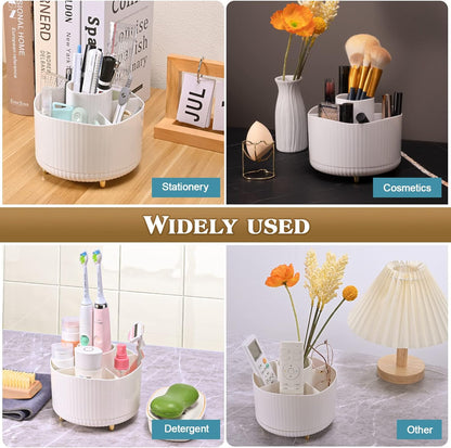 MumdoYAL Makeup Organizer, 360° Rotating Brush Organizer, Versatile Cosmetic Container for Room Dressing Room, Bedroom, Bathroom Decoration