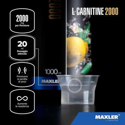 Maxler L Carnitine Liquid High Dose – L Liquid Carnitine – Vegan and Sugar Free – Rich in Flavour – Optimally Dosed – 2000 mg L-Carnitine per Serving – Green Tea with Lemon – 1000 ml