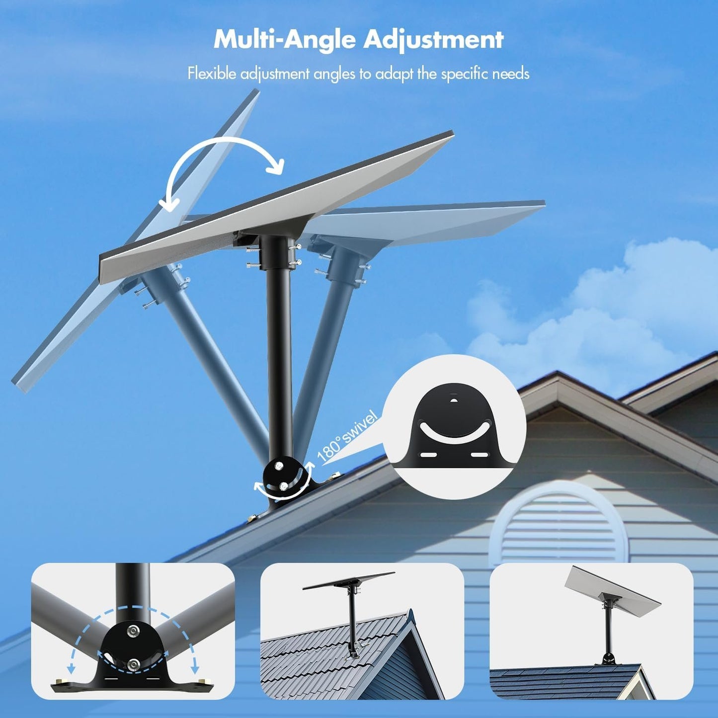 Starlink Roof Mount Gen 3, 180° Adjustable Starlink Pivot Mount, Heavy Duty Starlink Pole Mount with Starlink Gen 3 Pipe Adapter, Standard Starlink Mounting Kit Compatible with Gen 3 Standard Dish