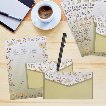 Lined Letter Paper Stationery Paper and Envelopes Set, 36Pcs A5 Floral Animal Lined Writing Paper with 18Pcs Envelopes,A5 Writing Paper and Envelopes Set,Lined Stationery Writing Paper with Envelopes