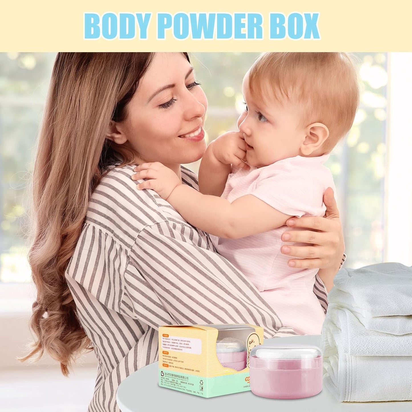 Contenitore in polvere, per bambini Talcum Storage Box with Puff, Dusting Holder for Bath and Loose Powders, Portable Cosmetic Case, Perfect for Travel, Nursery, & Daily Grooming Use
