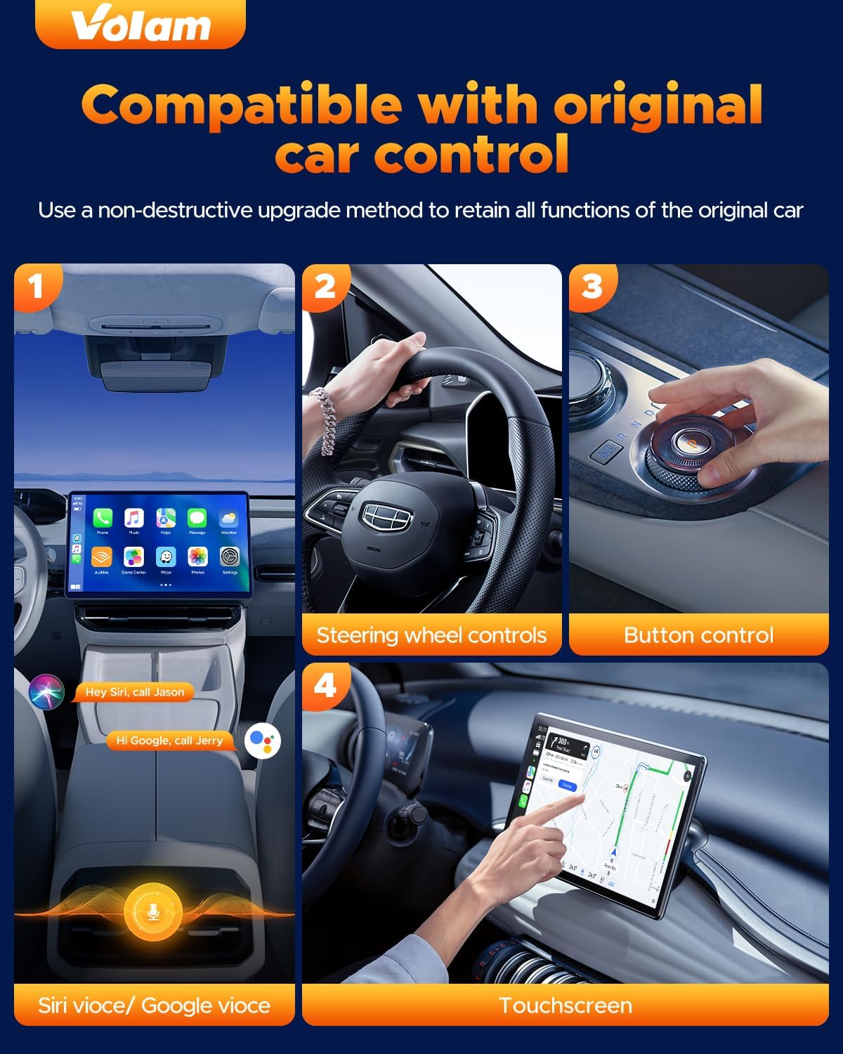 Volam Carplay Wireless Adapter, 2 in 1 A-pple Carplay Android Car Wireless Dongle with Plug and Play, High Speed 5.8 GHz, Low Latency, Compatible with Cars from 2016 Onwards, IOS 10+, Android 11+