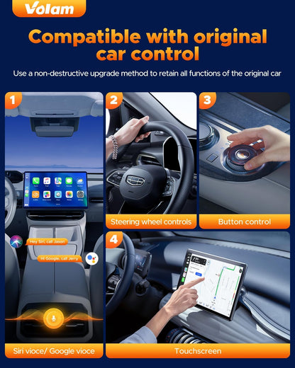 Volam Carplay Wireless Adapter, 2 in 1 A-pple Carplay Android Car Wireless Dongle with Plug and Play, High Speed 5.8 GHz, Low Latency, Compatible with Cars from 2016 Onwards, IOS 10+, Android 11+