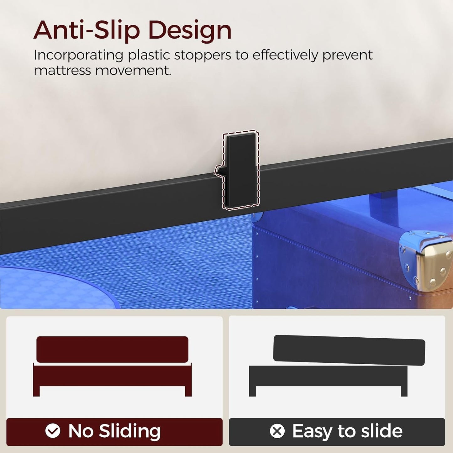 MAHANCRIS Bed Frame, Full Bed Frame with Charging Station and LED Lights, Heavy Duty Metal Slats, Bed Frame Platform Full Size No Box Spring Need, Easy Assembly for Full Beds, Black BFHB137E01