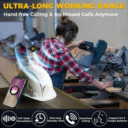 Kalence Bluetooth 5.4 Hearing Protection with 120H Working Time, 1200mAh Rechargeable Battery Ear Protection Headphones