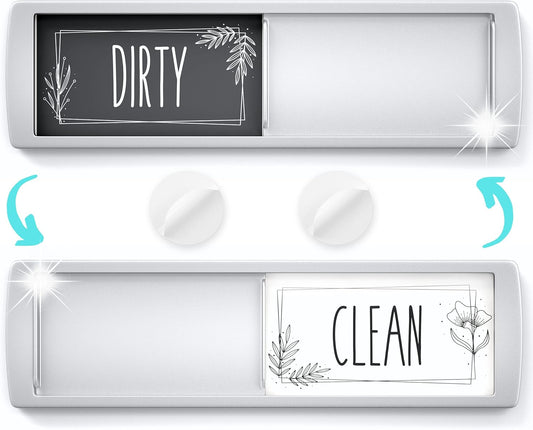 Stylish Dishwasher Magnet Clean Dirty Sign - 2 by 7 Inch - Ideal Clean Dirty Magnet for Dishwasher - Kitchen Organizer and Gadget - Nice Office, Home Farmhouse Decor