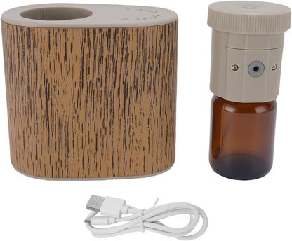 Waterless Essential Oil Diffuser, 60ML Waterless Diffuser for Essential Oil, Smart App Control Aromatherapy Diffuser, Low Noise Mini Scent Air Machine for Car Bedroom Office (Wood Grain)