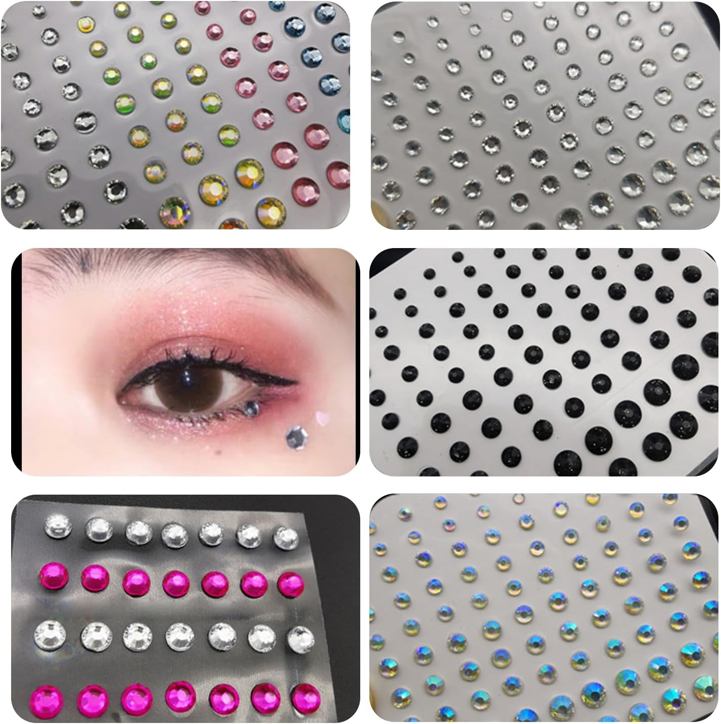 RTRTGS 5 Sheets Make Up,Glitter Gems Stickers for Face,Rhinestones Stickers for Face,Self Adhesive Rhinestones,for Face Make Up Accessories for Festival and Decoration