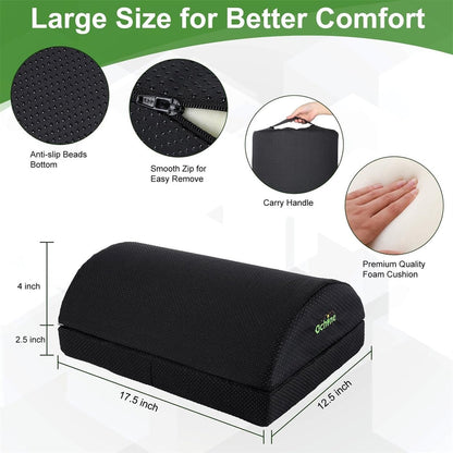 Foot Rest for Under Desk, Black Semi Circular Footrest Detachable Zipper Desk Foot Hammock for Office, Under Desk Footrest with Washable Cover