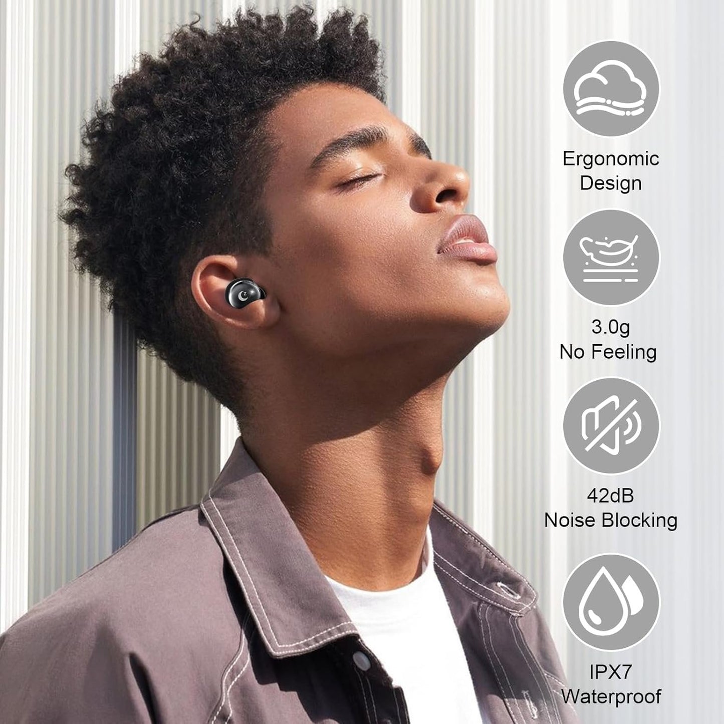 Sleep Earbuds, Bluetooth 5.4 Mini Wireless Ear Euds with Multifunctional Touch Screen, 48H Bass Stereo Headphones with Sleep Mode/5 EQ Modes/ENC Noise Cancelling, IPX7 Earphones for iOS Android