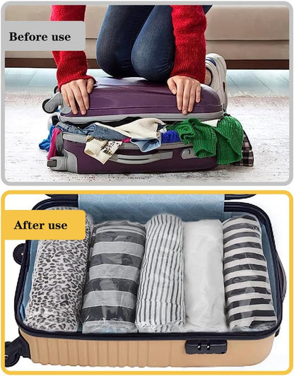 Space-Saving Compression Bags - Essential Travel Accessories - No Vacuum or Pump Needed - Vacuum Storage Bags for Travel and Home Organization - Packing Organizers (10)