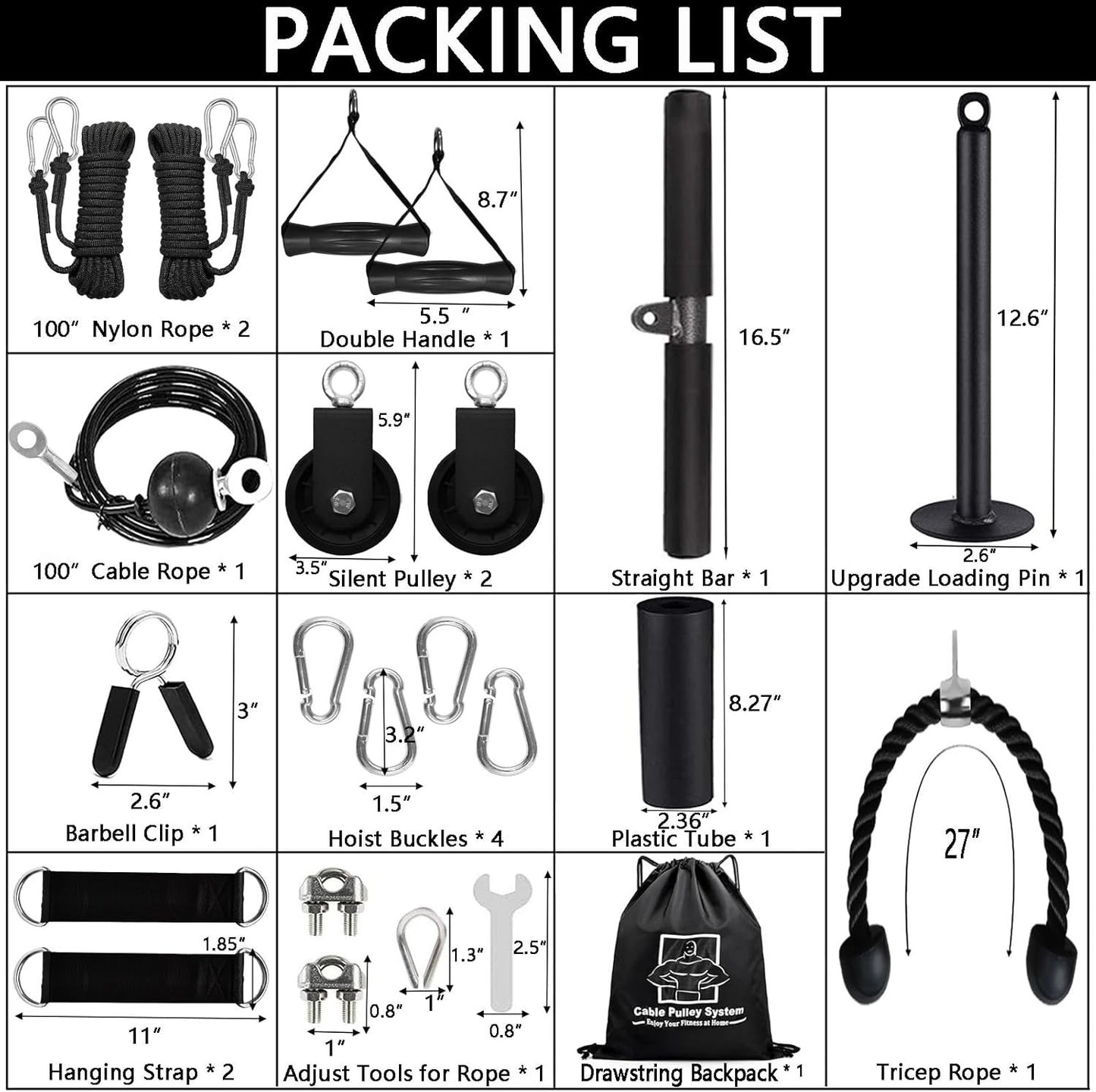 Favuit Weight Cable Pulley System Gym, Fitness LAT and Lift Pulley System Upgraded Weight Pulley System Home Gym Tricep Workout Pulley Attachments for Biceps Curl Tricep Arm Shoulder Workouts