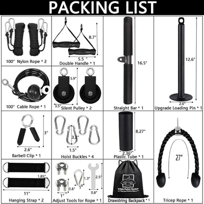 Favuit Weight Cable Pulley System Gym, Fitness LAT and Lift Pulley System Upgraded Weight Pulley System Home Gym Tricep Workout Pulley Attachments for Biceps Curl Tricep Arm Shoulder Workouts