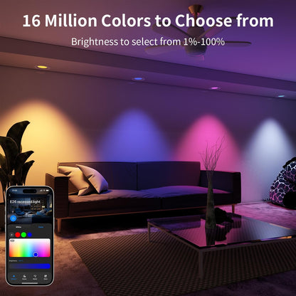 Smart Bluetooth Retrofit Can Light 6 Inch with Wi-Fi Bridge(Hub), RGB & Cool & Warm White Dimmable Color Changing Downlight, ETL Certified Recessed Lighting Work with Alexa, 1000Lumen,6 Pack