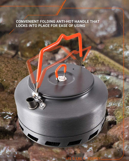 Bulin 1.6L/2.2L Camping Kettle Aluminum Alloy Open Campfire Coffee Tea Pot Fast Heating Outdoor Gear for Boiling Water Ultralight Portable Hiking Picnic Travel