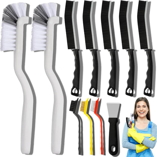 Dfacio 11Pcs Crevice Cleaning Brush Set,Hard Bristle Cleaning Supplies for Corner, Sink, Cup, Teapot, Bottle, Blender