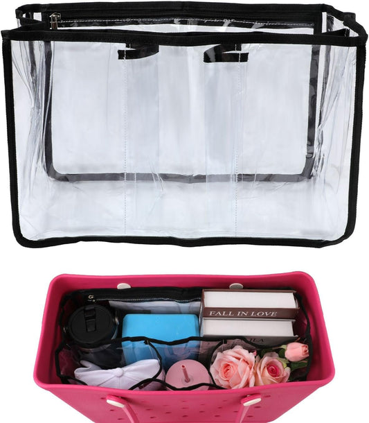 PEUTIER Clear Beach Bag Organizer for Bogg Bag, Waterproof Beach Bag Organizer Insert Tote Bag Organizer Divider Accessories for Bogg Bag X Large Size
