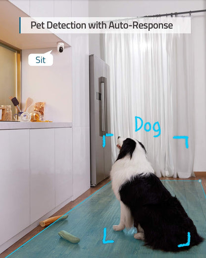 eufy Security Indoor Cam E220, 2K Indoor Surveillance Camera, Pan/Tilt Security Camera, WiFi, Person Detection, Night Vision, Motion Tracking, HomeBase 3 Compatible