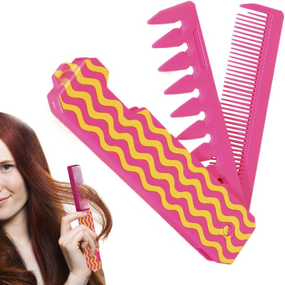 Pocket Comb, Fine and Wide Tooth, Folding Styling Tool, Portable Design, Sturdy Lightweight Material, Suitable for Hair, Beards, Mustaches, Women, Girls, Travel Use