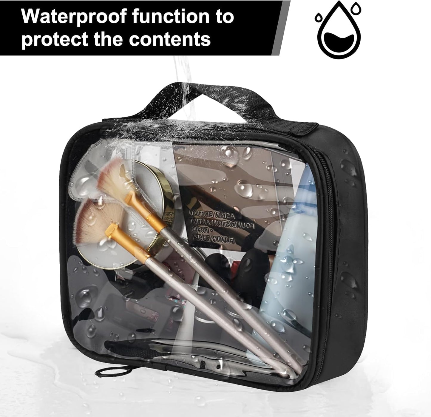 2 Pieces Travel Cosmetic Bag, Small Transparent Make-up Bag, Waterproof PVC Toiletry Bag, Cosmetic Bag Travel Accessories, Makeup Bag Cosmetic Bag for Women, Girls, transparent