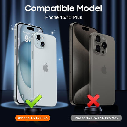 [3 Pack] UniqueMe Compatible with iPhone 15 6.1 inch/ 15 Plus 6.7 inch Camera Lens Protector Tempered Glass,[Case Friendly][Scratch-Resistant][Easy Installation]-Black Circle