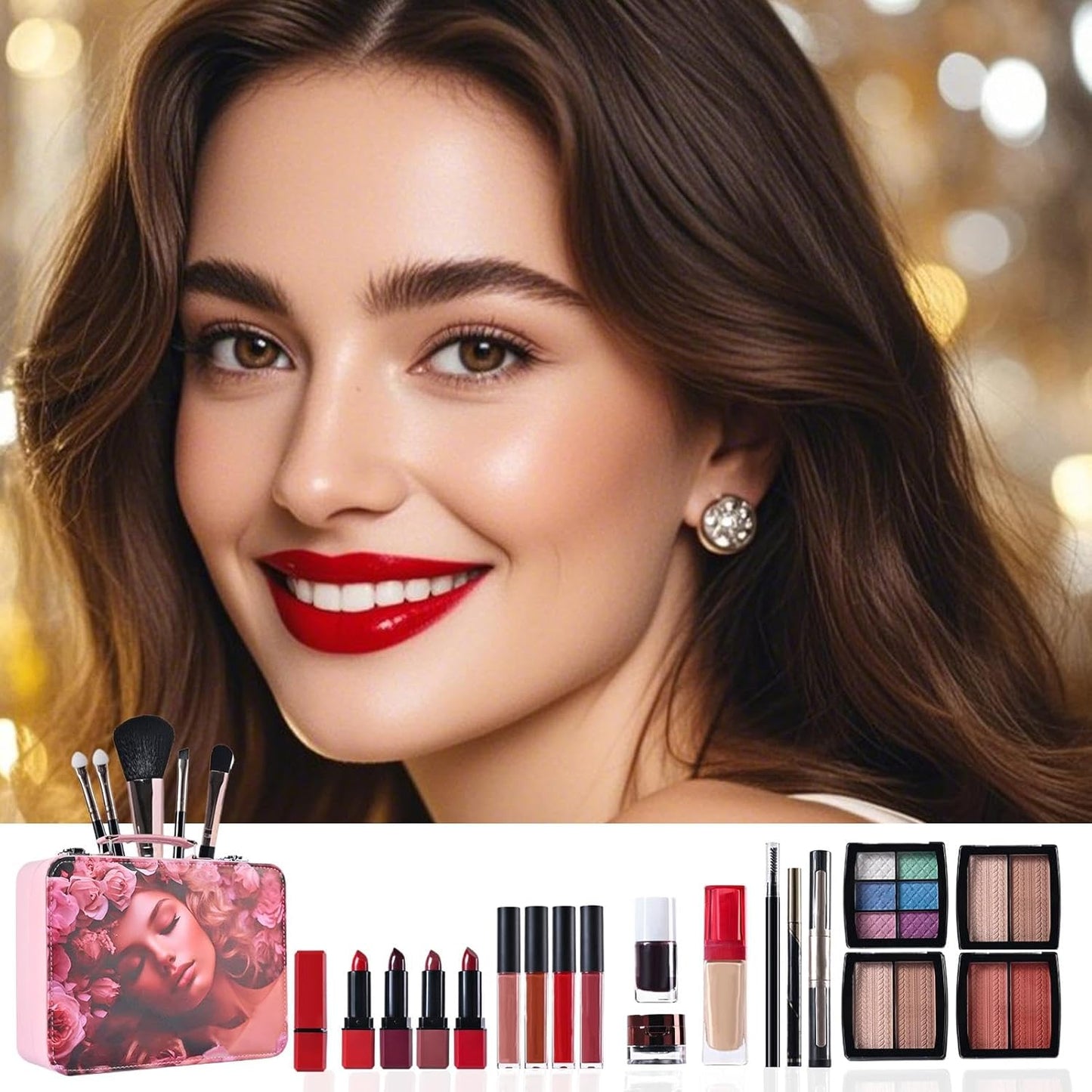 Make Up Kits for Girls, Cosmetic Set Portable Make Up Kit with Reusable Case, 11.08 inches Waterproof Dress-Up Accessories, Long Lasting Makeup Palettes