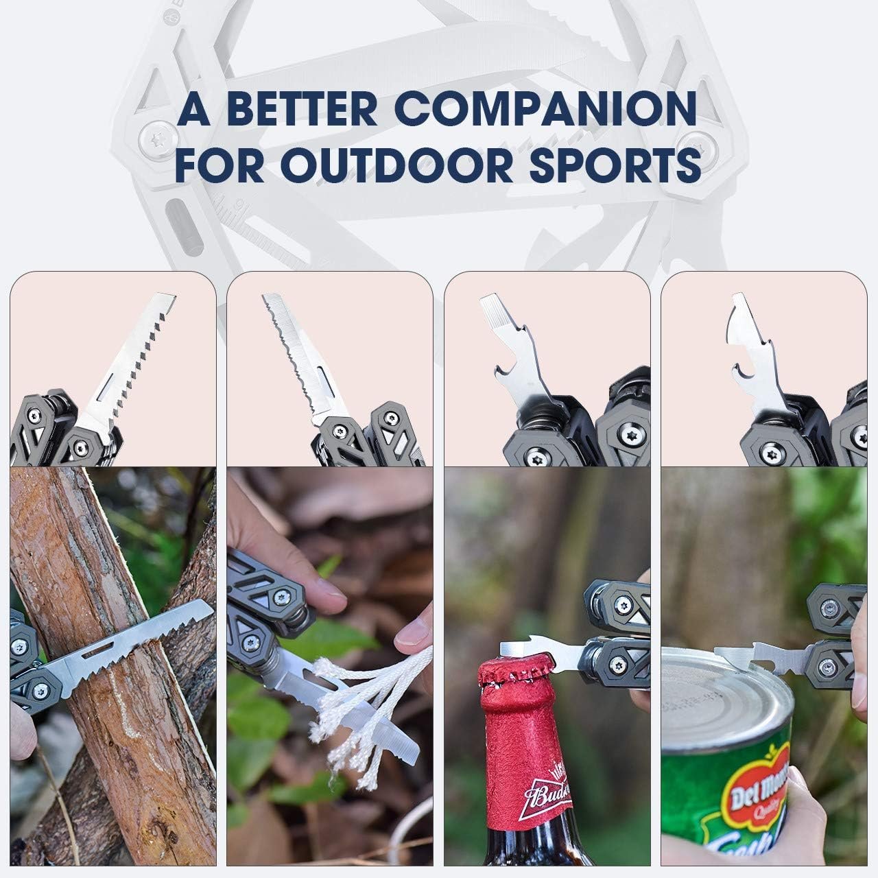 Gift for Him, BIBURY Multitool Pliers,Titanium 21-in-1 Multi-Purpose Pocket Knife Pliers Kit, 420 Durable Stainless Steel Multi-Plier Multi-Tool for Survival, Camping, Hunting, Fishing and Hiking