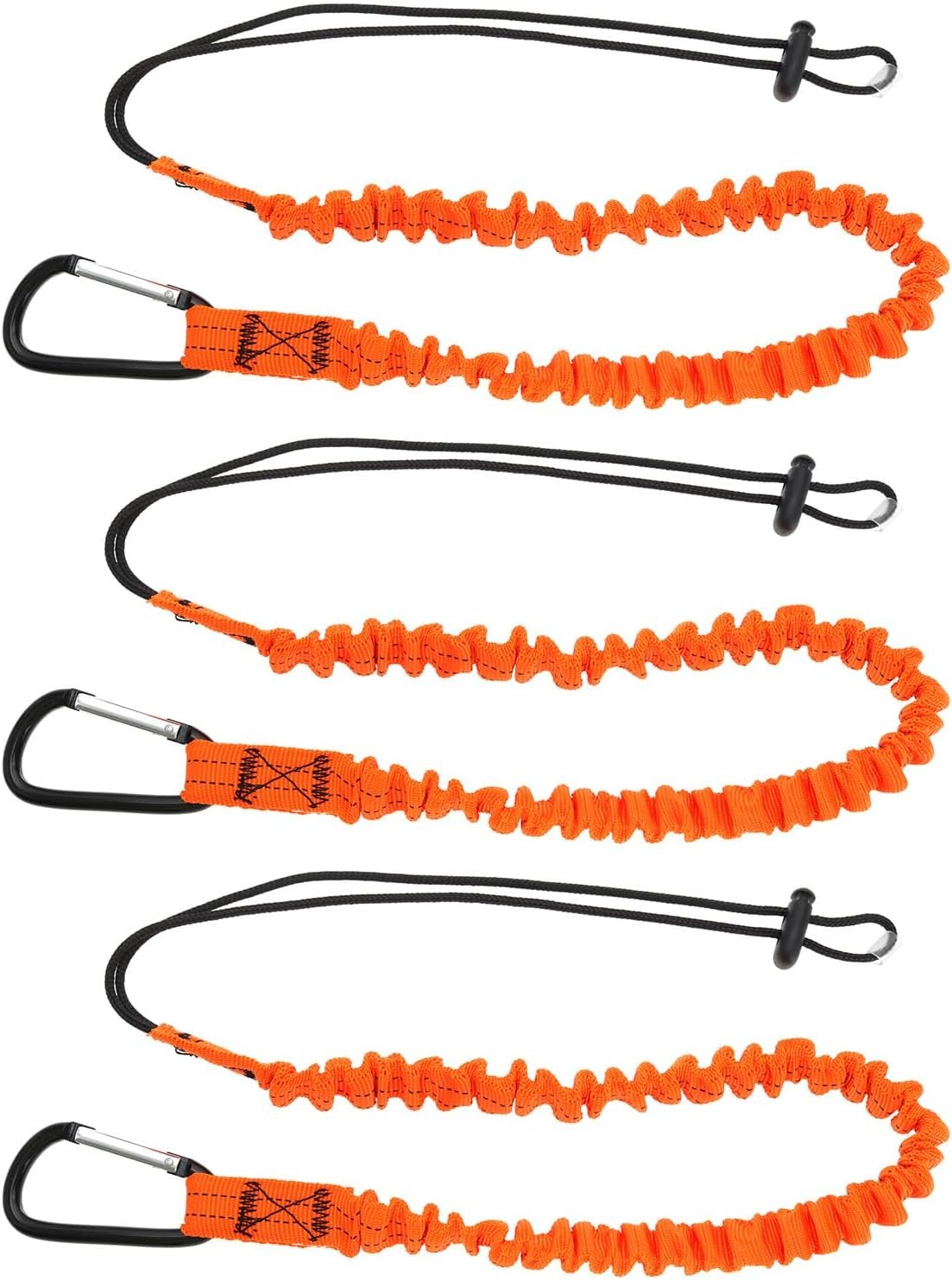 OTOTEC 3pcs Tool Safety Rope Work-at-Height Hardware Tool Spanner Rope Retractable Elastic Rope With Carabiner and Adjustable Loop End Tool Fall Arrest Safety Rope