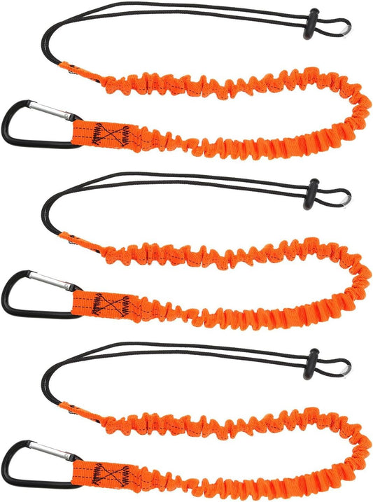 OTOTEC 3pcs Tool Safety Rope Work-at-Height Hardware Tool Spanner Rope Retractable Elastic Rope With Carabiner and Adjustable Loop End Tool Fall Arrest Safety Rope