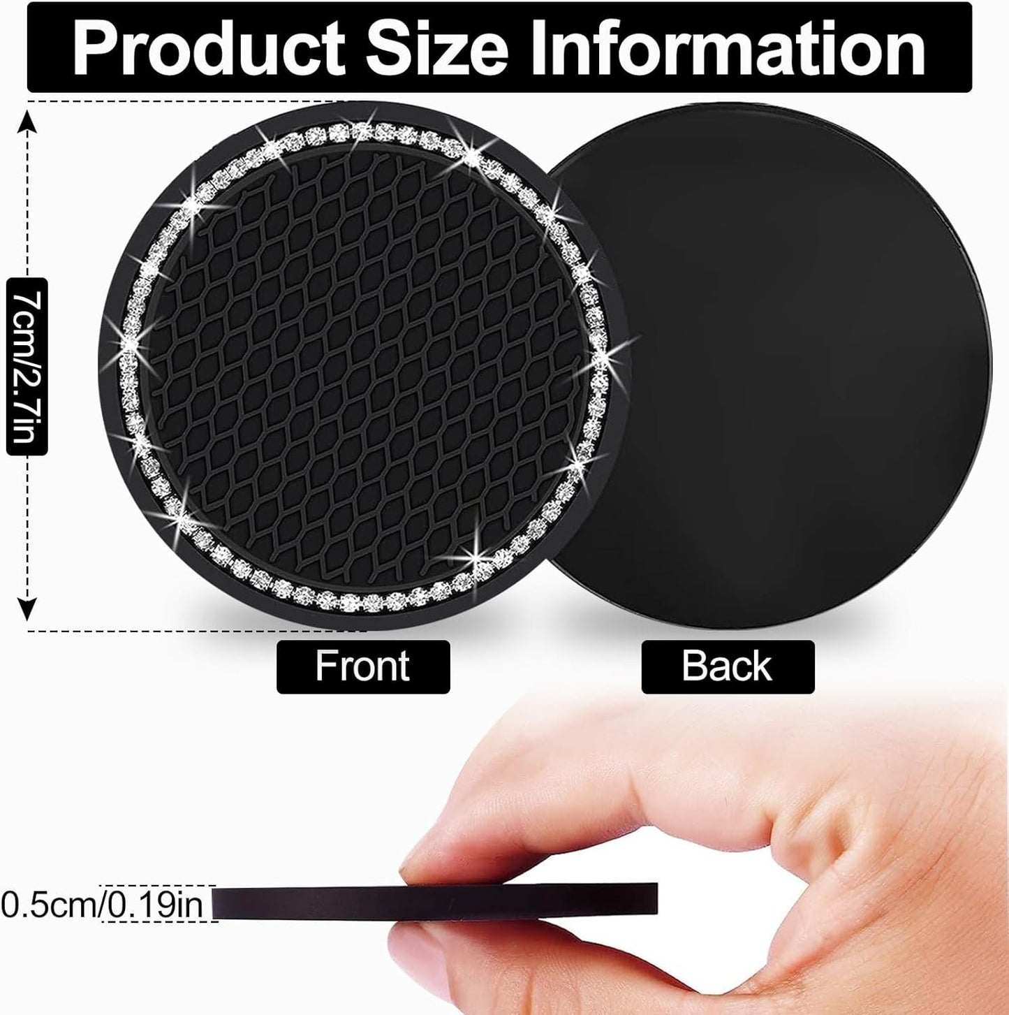 Upgraded Car Cup Holder Coaster, 4pcs Car Cup Expanding Holder Adapter Insert Coaster Car Drink Extender Auto Interior Accessories for 2.75" Mug Cup/Bottle Mat