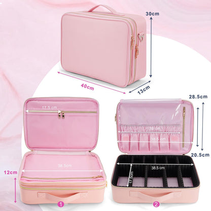 Large Cosmetic Bag for Women Travel Oxford Fabric Makeup Bag, pink