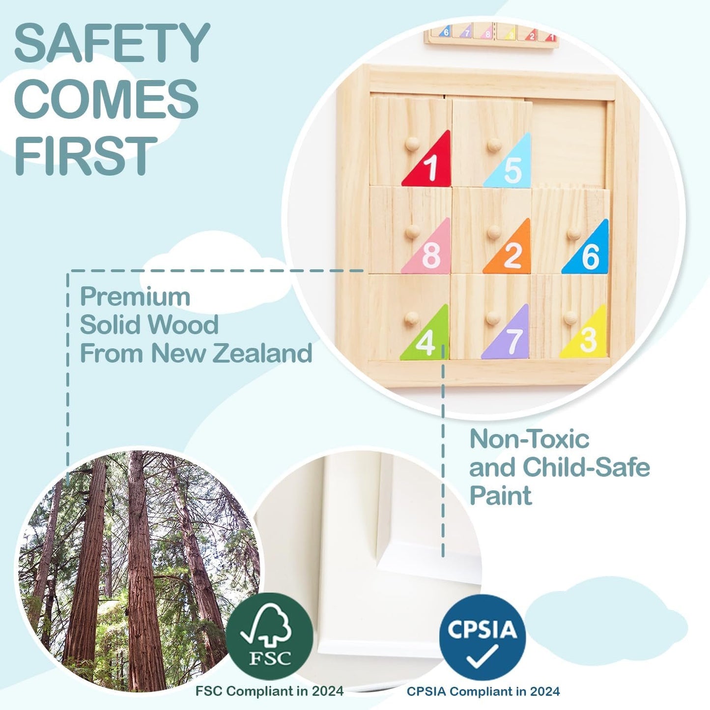 Monläurd® Cloud Montessori Busy Board, Sensory Board, Interactive Toys, Wooden Toys, Learning Toys, Boys and Girls 6 M+