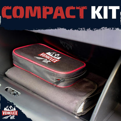 Vehiclex Tire Plug Kit with Aluminum Handled Tools, Plugs in Sturdy Zippered Bag - Emergency Kit for ATV, Car, Motorcycle, Truck