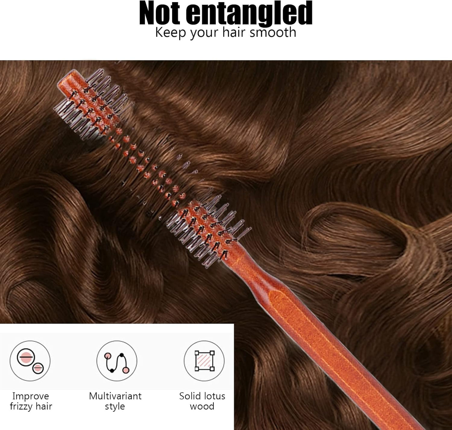 Round Hair Brush, Curling Roll Hairbrush Styling Blowout Brush Fluffy Wooden Roller Comb Styling Care Tool for Women Men Barbers Hairing Dressers Barbers Beauty Cosmetology
