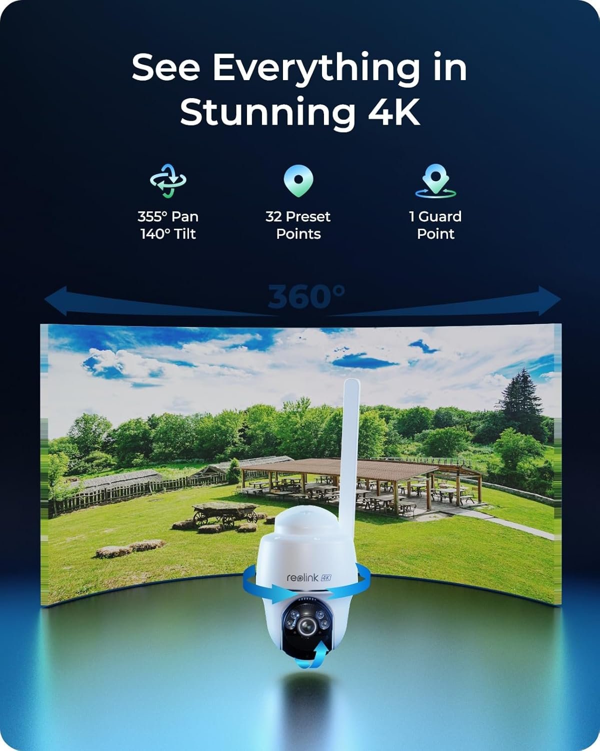 REOLINK Go PT Ultra+SP, 4K Cellular Security Camera Wireless Outdoor, 3G/4G LTE,No WiFi, SIM Card+32GB SD Card Included, Solar Powered, Color Night Vision, Local/Cloud Storage, Smart Detection