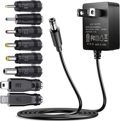 SoulBay 5V Power Supply AC100-240V to DC 5 Volt 2Amp Adapter Versatile Charger Cord 10W w/ 8 Tips, for USB Hub, TV Box, Tablet, Camera, BT Speaker, GPS, Webcam, Router and More 5V Electronics