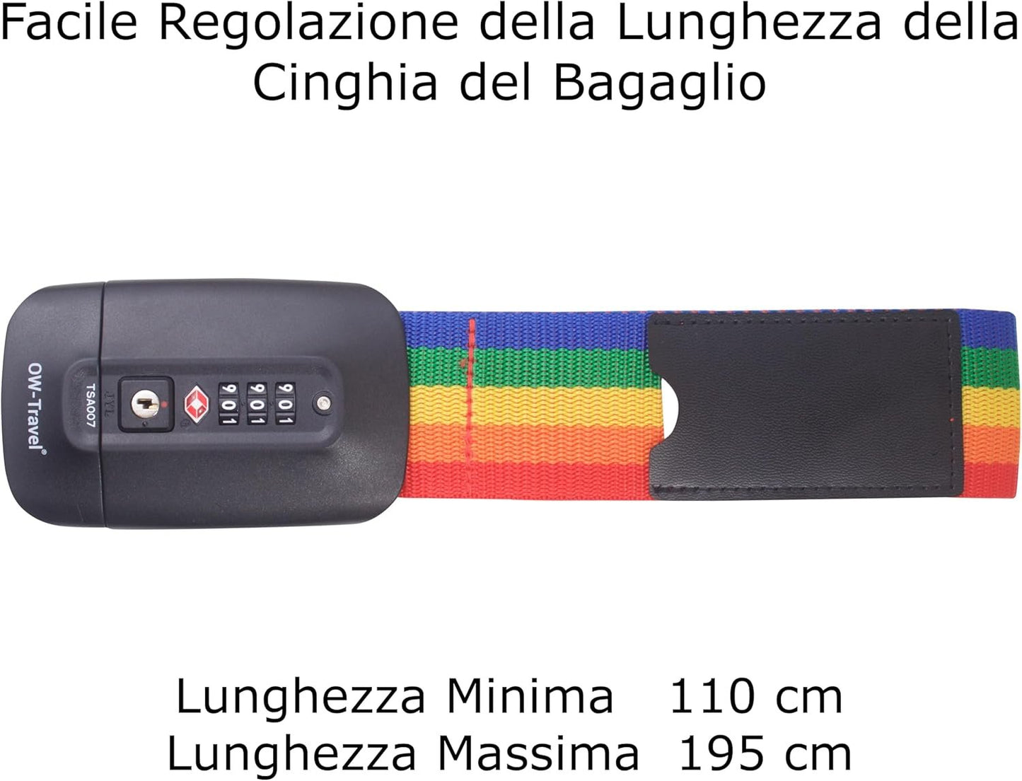 OW-Travel TSA Strap for Suitcase (1 Piece Rainbow) Custom Code Suitcase Belt for Identifying Suitcase. TSA Straps. Strap Lock Suitcase Straps with Luggage Combination