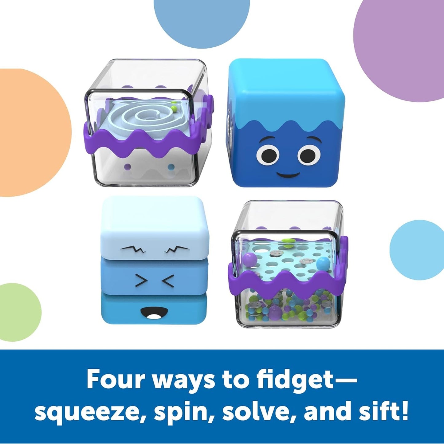 Learning Resources Cool Down Cubes Sensory Fidget Set for Kids Ages 4+, Social Emotional Learning Toys for Kids,Montessori Calming Toys